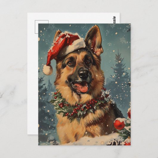 Duitse herder kerst briefkaart (Voorkant / Achterkant)
