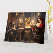 Duitse herder kerst carolers feestelijke vakantie kaart (Gele Bloem)