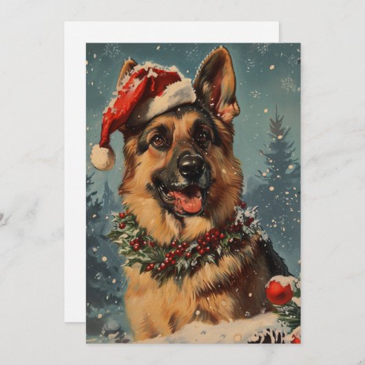 Duitse herder kerst feestdagenkaart (Voorkant / Achterkant)