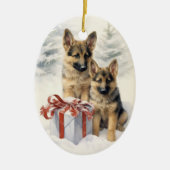 Duitse herder kerst Keramisch Ornament (Voorkant)