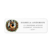 Duitse Herder Kerst Krans Retouradres Etiket (Voorkant)
