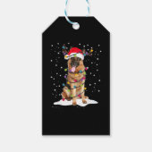 Duitse herder kerstboom licht pyjama hond cadeaulabel (Voorkant)