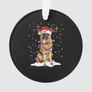Duitse herder kerstboom licht pyjama hond ornament