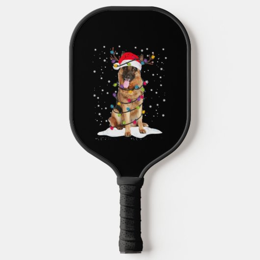 Duitse herder kerstboom licht pyjama hond pickleball paddle (Voorkant)