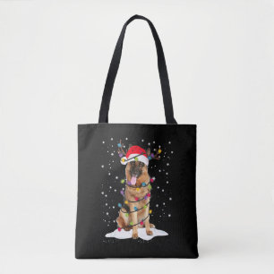 Duitse herder kerstboom licht pyjama hond tote bag