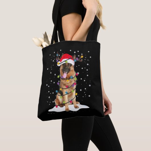 Duitse herder kerstboom licht pyjama hond tote bag (Dichtbij)