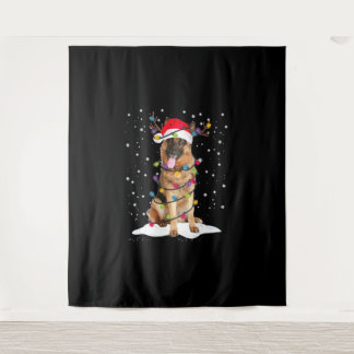 Duitse herder kerstboom licht pyjama hond wandkleed