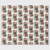 Duitse Herder Kerstborstel schilderen kunstwerk Cadeaupapier (Vlak)