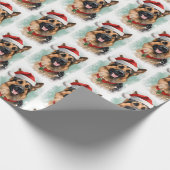 Duitse Herder Kerstborstel schilderen kunstwerk Cadeaupapier (Hoek)