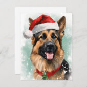 Duitse Herder Kerstborstel schilderen kunstwerk Feestdagenkaart (Voorkant / Achterkant)