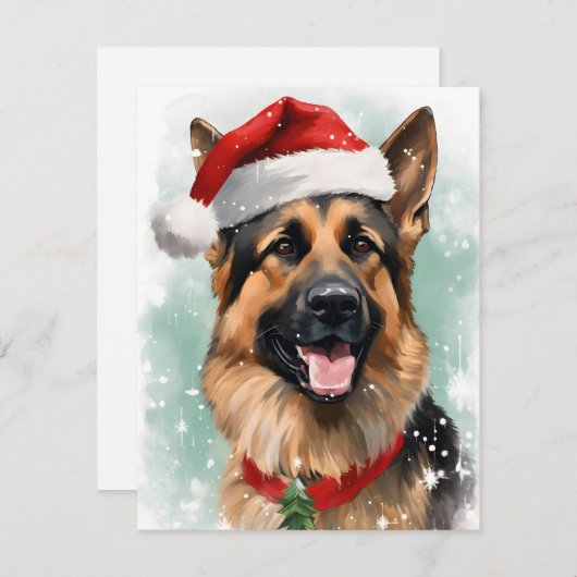 Duitse Herder Kerstborstel schilderen kunstwerk Feestdagenkaart (Voorkant / Achterkant)