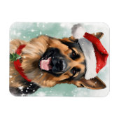 Duitse Herder Kerstborstel schilderen kunstwerk Magneet (Horizontaal)