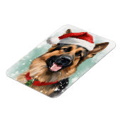 Duitse Herder Kerstborstel schilderen kunstwerk Magneet (Linkerzijde)