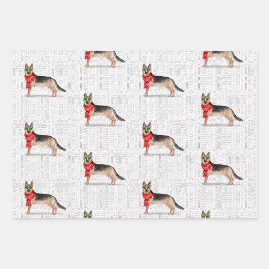 Duitse Herder Kersthond en Plaid Inpakpapier Vel (Voorkant 2)