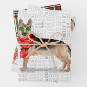 Duitse Herder Kersthond en Plaid Inpakpapier Vel (In situ)