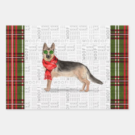 Duitse Herder Kersthond en Plaid Inpakpapier Vel