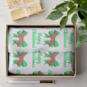 Duitse Herder Kersthond & Groene Boog Wit Tissuepapier (Geschenk)