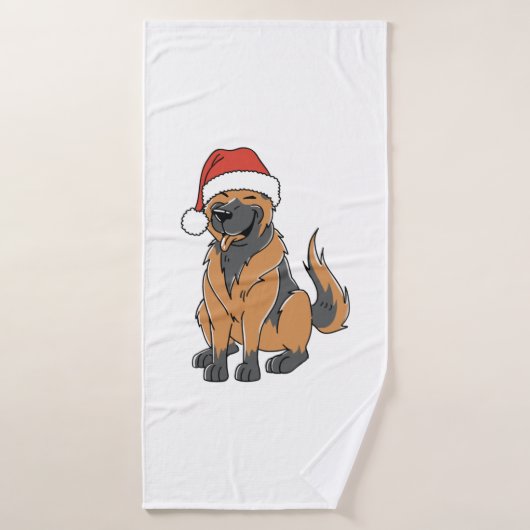 Duitse herder kersthond in Santa Hat Badhanddoek (Badhanddoek)