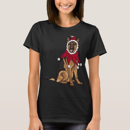 Duitse Herder Kersthond Kerstman T-shirt (Voorkant)