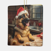 Duitse herder Kerstkoekjes Feestelijke vakantie Keramisch Ornament (Links)
