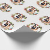 Duitse Herder Kerstkrans Feestelijke Pup Cadeaupapier (Hoek)