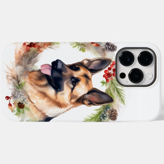 Duitse Herder Kerstkrans Feestelijke Pup Case-Mate iPhone Case (Achterkant (horizontaal))
