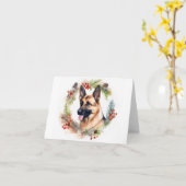 Duitse Herder Kerstkrans Feestelijke Pup Kaart (Gele Bloem)