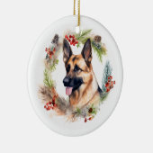 Duitse Herder Kerstkrans Feestelijke Pup Keramisch Ornament (Rechts)