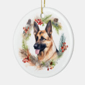 Duitse Herder Kerstkrans Feestelijke Pup Keramisch Ornament (Links)
