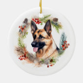 Duitse Herder Kerstkrans Feestelijke Pup Keramisch Ornament (Achterkant)