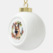 Duitse Herder Kerstkrans Feestelijke Pup Keramische Bal Ornament (Rechts)