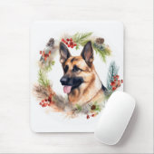 Duitse Herder Kerstkrans Feestelijke Pup Muismat (Met muis)