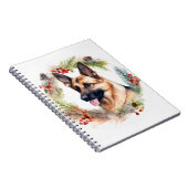 Duitse Herder Kerstkrans Feestelijke Pup Notitieboek (Rechterzijde)