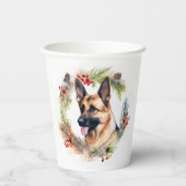 Duitse Herder Kerstkrans Feestelijke Pup Papieren Bekers (Achterkant)