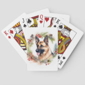 Duitse Herder Kerstkrans Feestelijke Pup Pokerkaarten (Achterkant)