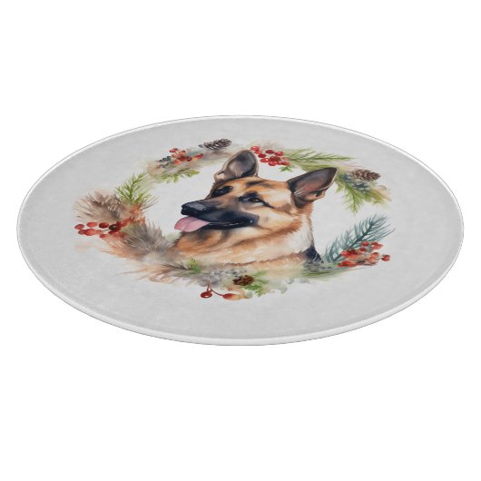 Duitse Herder Kerstkrans Feestelijke Pup Snijplank (Hoek)