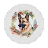 Duitse Herder Kerstkrans Feestelijke Pup Snijplank (Voorkant)