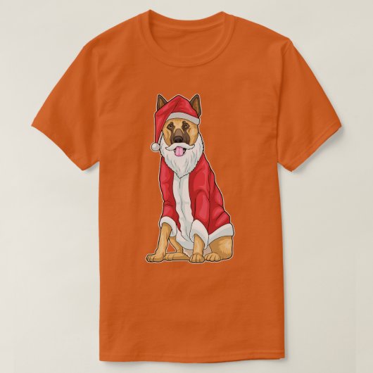 Duitse herder Kerstman hoed T-shirt (Design voorkant)