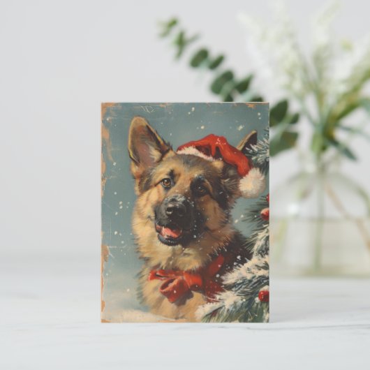Duitse herder Kerstmis Briefkaart (Staand voorkant)