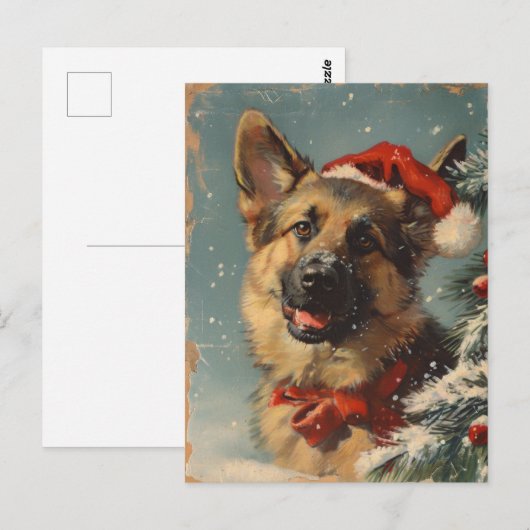 Duitse herder Kerstmis Briefkaart (Voorkant / Achterkant)