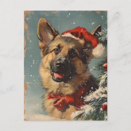 Duitse herder Kerstmis Briefkaart (Voorkant)
