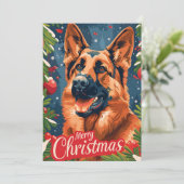 Duitse herder Kerstmis Feestdagenkaart (Staand voorkant)
