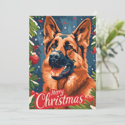 Duitse herder Kerstmis Feestdagenkaart (Staand voorkant)