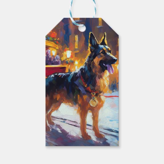 Duitse herder Kerstmis Feestelijk Seizoen Cadeaulabel (Voorkant)