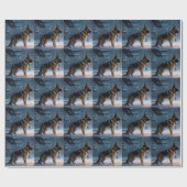 Duitse herder Kerstmis Feestelijk Seizoen Cadeaupapier (Vlak)