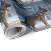 Duitse herder Kerstmis Feestelijk Seizoen Cadeaupapier (Rol Hoek)