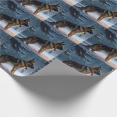 Duitse herder Kerstmis Feestelijk Seizoen Cadeaupapier (Hoek)