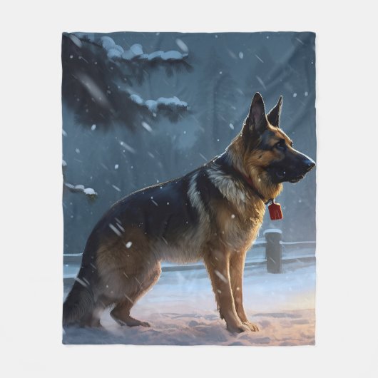 Duitse herder Kerstmis Feestelijk Seizoen Fleece Deken (Voorkant)