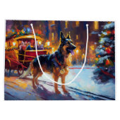 Duitse herder Kerstmis Feestelijk Seizoen Groot Cadeauzakje (Achterkant)