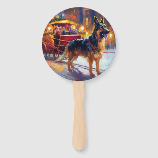 Duitse herder Kerstmis Feestelijk Seizoen Handwaaier (Voorkant)